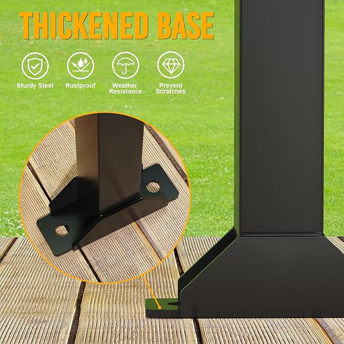 Trailer Tool Rack Shovel Holder - Shovel Rack for Trailer with 6 Tool Holes with Rubber Grommets, Classical Black
