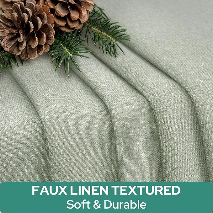 HOMEIDEAS 100% Linen Blackout French Door Curtains, Privacy Door Window Curtains, 26 X 40 Inch Room Darkening Blinds, Thermal Insulated Shades for Bedroom, 1 Panel, Sage Green