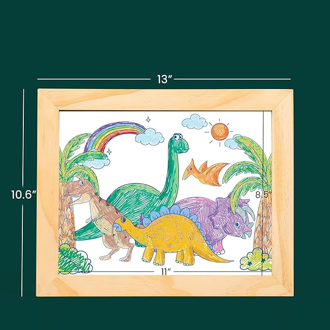 Kids Art Frames 8.5x11, Front Opening Artwork Display Frame for Kids’ Creations – Natural Grain Changeable Frame Holds 250+ Pieces, Show & Store Kids Art, Crafts, and 3D Projects, Easy Wall Hanging - Natural Grain