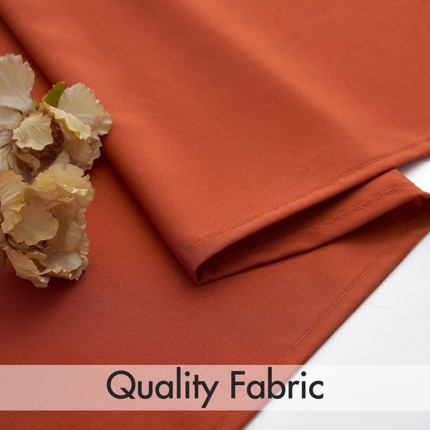 MIULEE Burnt Orange Privacy Sheer Curtains That Let Light in 90 Inches Long Non-See-Through Semi Sheer Curtain Light Filtering Window Curtains Drapes for Living Room Bedroom 2 Panels Set 42 X 90