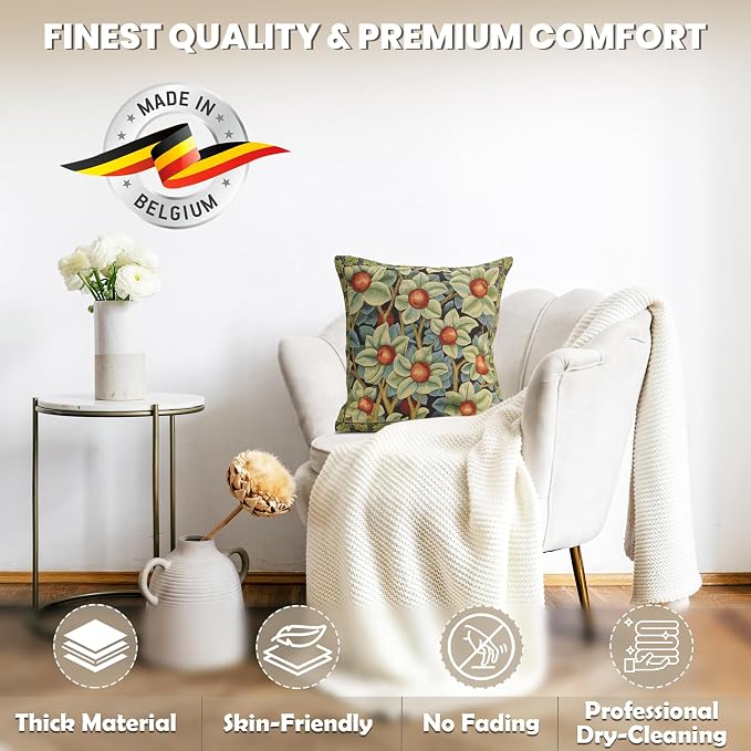 Charlotte Home Furnishings Inc Black William Throw Pillow Covers 18x18, European 100% Cotton Jacquard Woven Fabric, Boho & Vintage Inspired Decorative Cushion for Living Room and Sofa