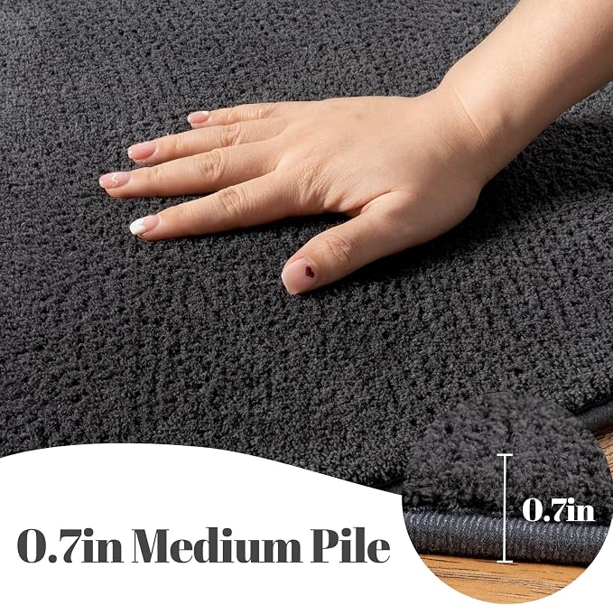 qulint Living Room Area Rugs 6x9, Modern Large Carpet for Bedroom Dark Grey Washable Thickened Memory-Foam Indoor Rug, Minimalist Solid Non Slip Carpet for Boys Girls Kid Room Office Dorm Home Decor