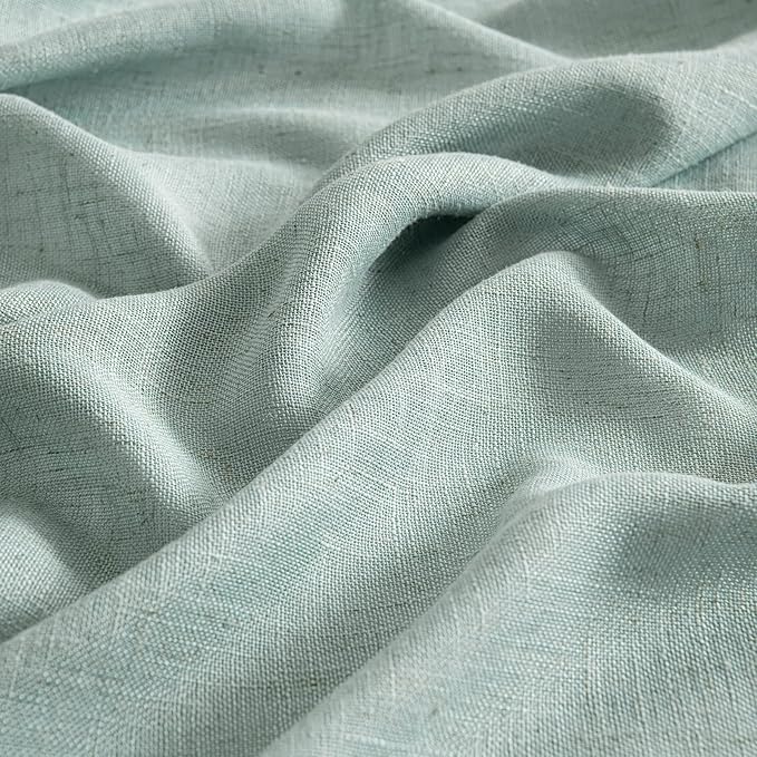 MIULEE Sea Green Linen Curtains 96 Inch Long for Bedroom Living Room, Soft Thick Linen Textured Window Drapes Semi Sheer Light Filtering Back Tab Rod Pocket Burlap Look Aqua Decor, 2 Panels