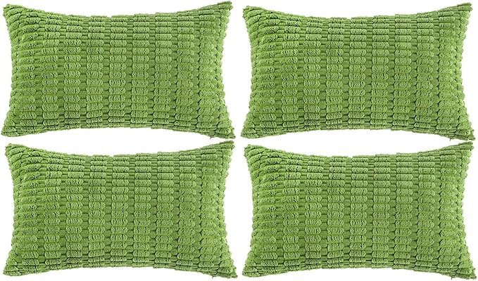 Fancy Homi 4 Packs Decorative Throw Pillow Covers for Living Room Couch Bed, Modern Farmhouse Boho Home Décor Accent Cushion Case, 20" x 12" (Pack of 4), Lime Green