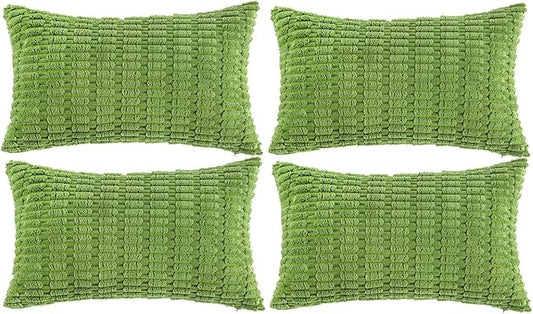 Fancy Homi 4 Packs Decorative Throw Pillow Covers for Living Room Couch Bed, Modern Farmhouse Boho Home Décor Accent Cushion Case, 20" x 12" (Pack of 4), Lime Green