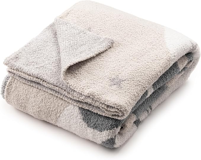 Jay Franco Disney Mickey Mouse & Minnie Mouse Feather Knit Fluffy Throw Blanket - Gray Stars Fuzzy Blanket Measures 50 x 60 Inch - Super Soft Lightweight Bedding