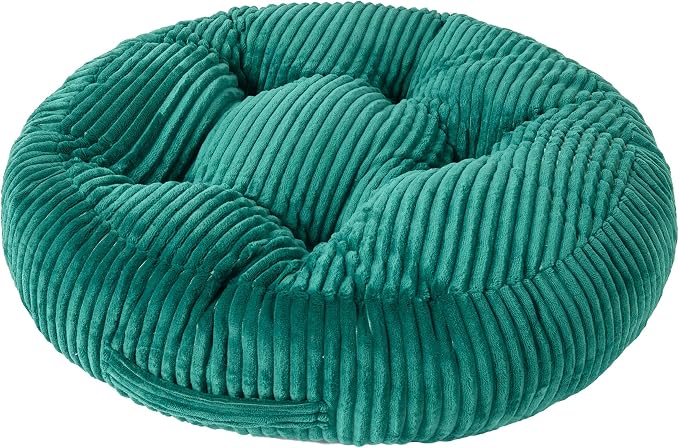 Round Floor Pillow, 6-Inch Thick Meditation Floor Cushion with PP Cotton Filling, Soft Corduroy Boho Floor Seating for Living Room, Bedroom, 22 x 22 Inches (Dark Green, 1 Pack)