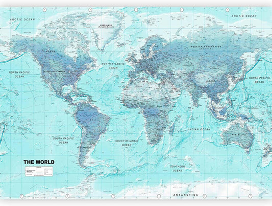 artgeist Premium Wall Mural World Map 138x101 in - XXL Non-Woven Wallpaper Fleece Wall Decor Photo Print Picture Image Design Home Map of The World k-A-0091-a-b