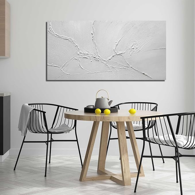 Abstract Wall Pictures for Office Big Wall Decorations for Bedroom Modern White Wall Art Canvas for Living Room Size 29 x 58 Inch
