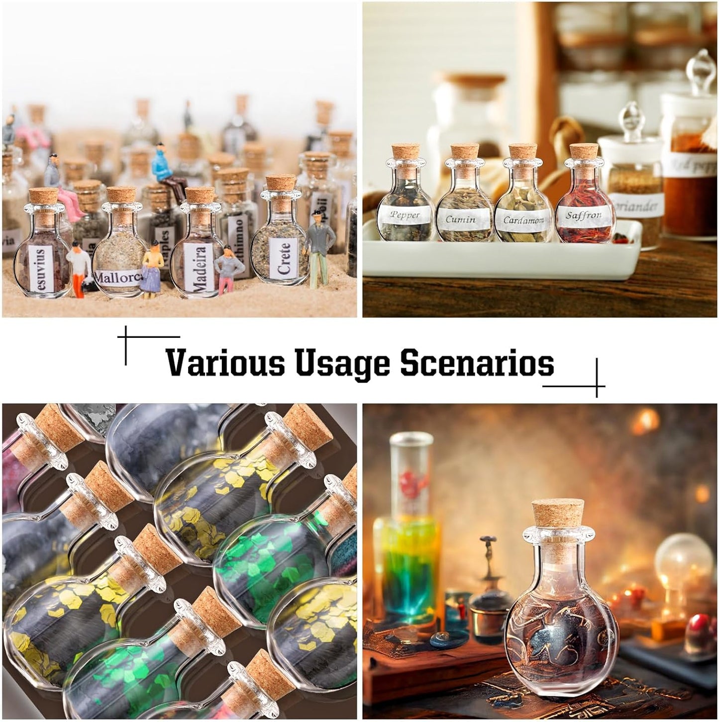 Zhehao 100 Pcs 2 ml Mini Glass Bottles Jars with Cork Stoppers Small Wishing Bottle Tiny Jars with Cork Mini Potion Bottles Clear Drifting Bottle for Wedding Birthday Party DIY Crafts Supplies