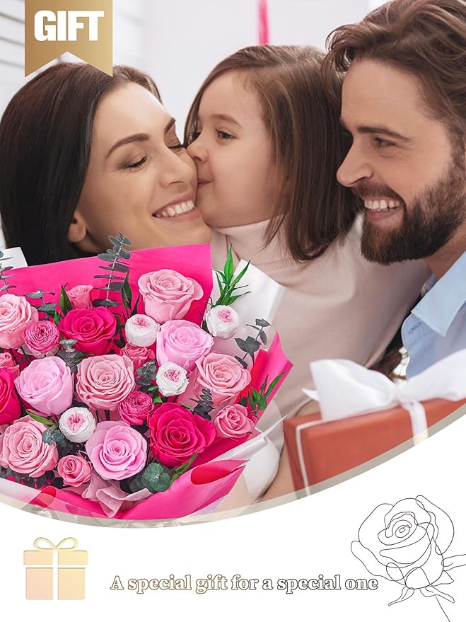 Flowers for Delivery Prime Forever Flowers Preserved Roses Bouquets Purple Flower Birthday Gifts for Women Valentine's Day Mothers Day Graduation