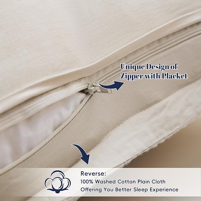PHF 100% Cotton Ruffle Waffle Weave Euro Sham Covers, 8 Pack 26" x 26" Bed Pillow Covers for Elegant Home Decor, No Filling, Luxury Aesthetic Euro Pillow Cases for Bed, Oatmeal