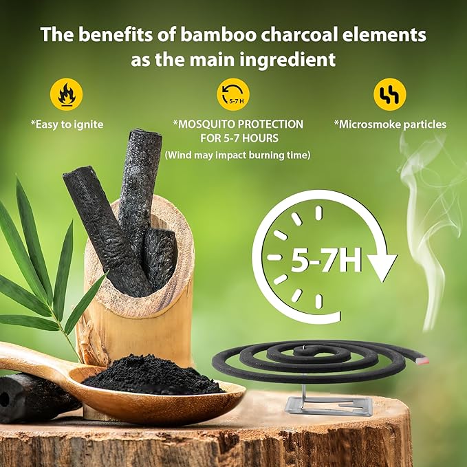 KICKOUTOR® Mosquito Repellent Coils, Each DEET Free Citronella Incense Burns for 5-7 Hours, Keep Flying Bugs Away from Outdoor Patio Camping Backyard Room (20 Coils & 4 Stands)