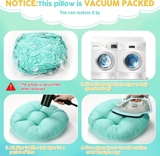 Fumete 8 Pcs 16 Inch Floor Cushions Pillow for Kids Bulk Classroom Round Flexible Seating Floor Cushions for Students Home Daycare School Reading Corner Yoga Meditation Picnic (Mint Green)