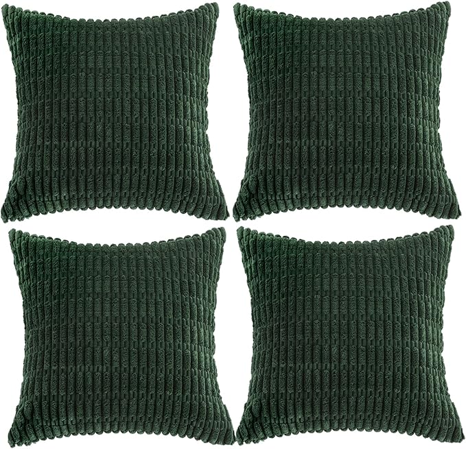 Fancy Homi 4 Packs Decorative Throw Pillow Covers for Living Room Couch Bed, Modern Farmhouse Boho Home Décor Accent Cushion Case, 16" x 16" (Pack of 4), Forest Green