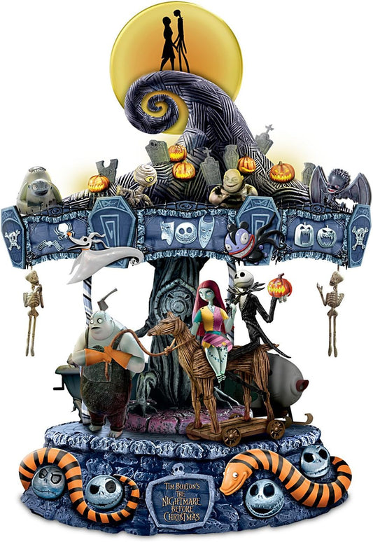 Tim Burton's The Nightmare Before Christmas Rotating Musical Carousel Sculpture: Lights Up