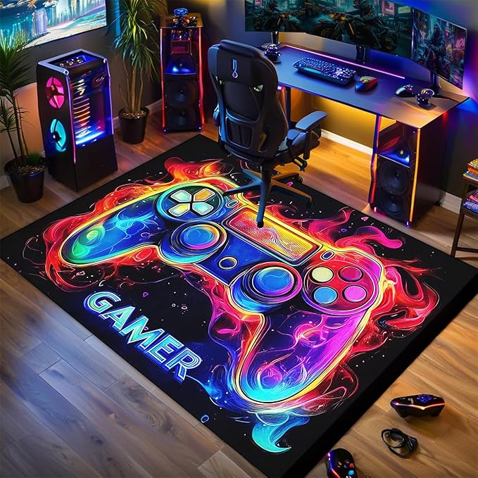 Gaming Rug for Boys Room - Small Gamer Area Rug for Boys Bedroom Games Themed Kids Room Decor Gaming Carpet Rugs, 48 x 30 Inches