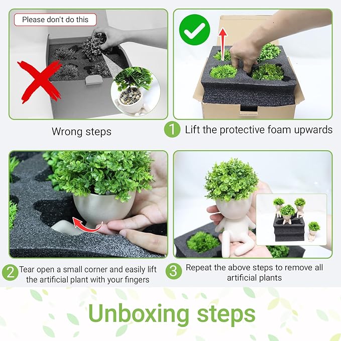 MAKHOT 4pcs Fake Succulents for Office Decorations, Artificial Succulents Plants for Work Desk, Faux Mini Plants Home Decor - Small Plant for Office Women Cubicle Decoration(Cream Color)