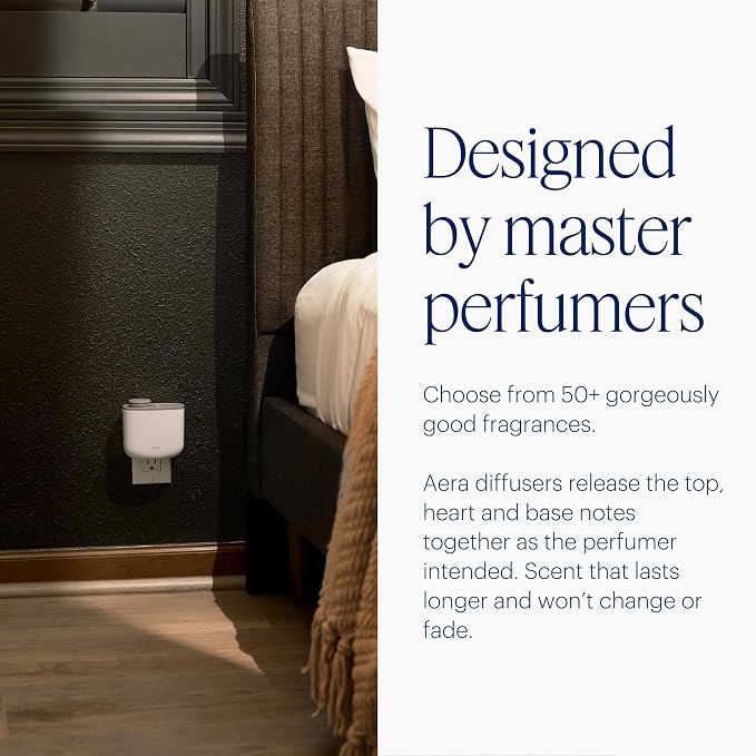 AERA Mini Waterless Plug-in Essential Oil Diffuser for Rooms 100–400 Sq Ft – Smart Aromatherapy Machine with App & Alexa Control – (Fits 12.5 mL Capsules – Sold Seperately) – White