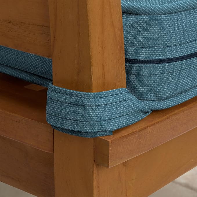 Arden 19 x 19 Luxury Foam Outdoor Double Welted Dining Seat Cushion, Made with PROFOAM, Performance Fabric, Rain-Proof, Fade Resistant, Denim Blue Woven Solid