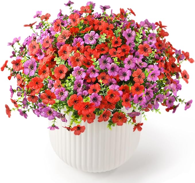 ZFProcess Artificial Flowers Faux Plants Outdoor Fake Flowers Spring Decor,12 Bundles Realistic Plastic Plant Colorful Daisy UV Resistant for Porch Patio Home Yard Garden Window Box Pot Planters