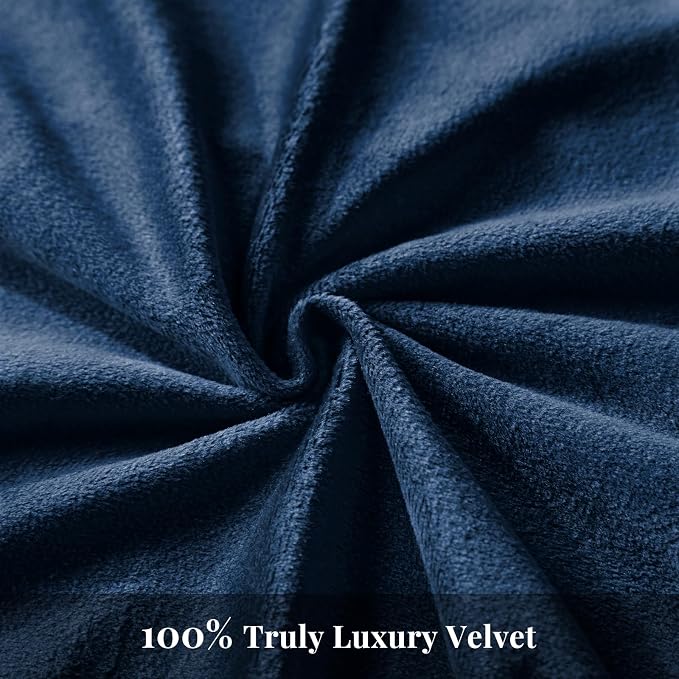 WARMDERN Navy Flannel Velvet Duvet Cover King Size Duvet Cover Bedding Sets, 3pcs Ultra Soft Luxury Textured Modern Crystal Velvet Duvet Covers with Zipper Closure(Navy, King)