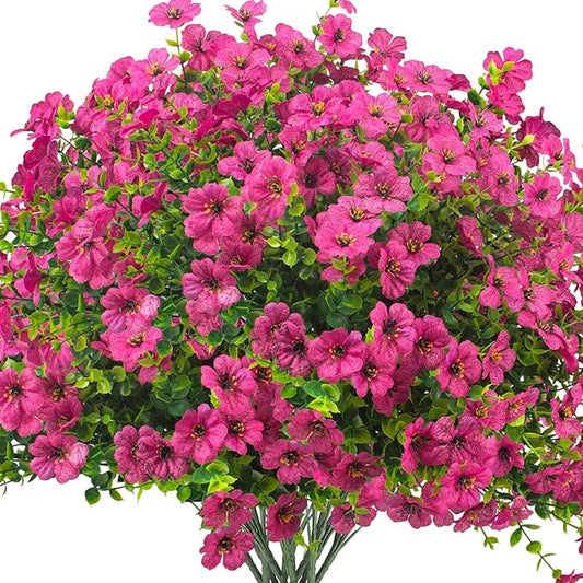 Grunyia Artificial Fake Flowers for Outdoor Spring Decoration, 16 Bundles Faux Silk Colorful Daisy UV Resistant Realistic for Outside Porch Patio Home Yard Garden Planters Pots Window Box (Red Purple)