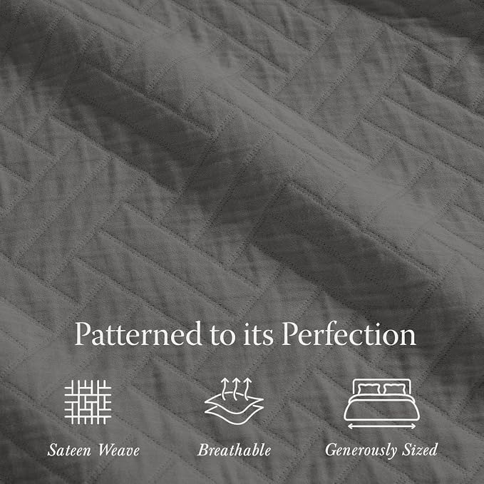 Threadmill Luxury Cotton Blankets for Queen Size Bed | All-Season 100% Cotton Queen Size Blanket | Criss Cross Jacquard Cozy Lightweight, Soft Breathable Coverlet fits Full Size Bed, 90x92 | Dark Grey