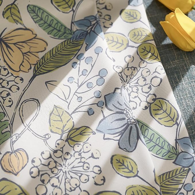 jinchan Nursery Curtains 95% Blackout Blue Floral Curtains for Kids Room, 84 Inch Length Farmhouse Drapes for Bedroom Living Room Darkening Window Treatment Grommet Top Set of 2 Panels