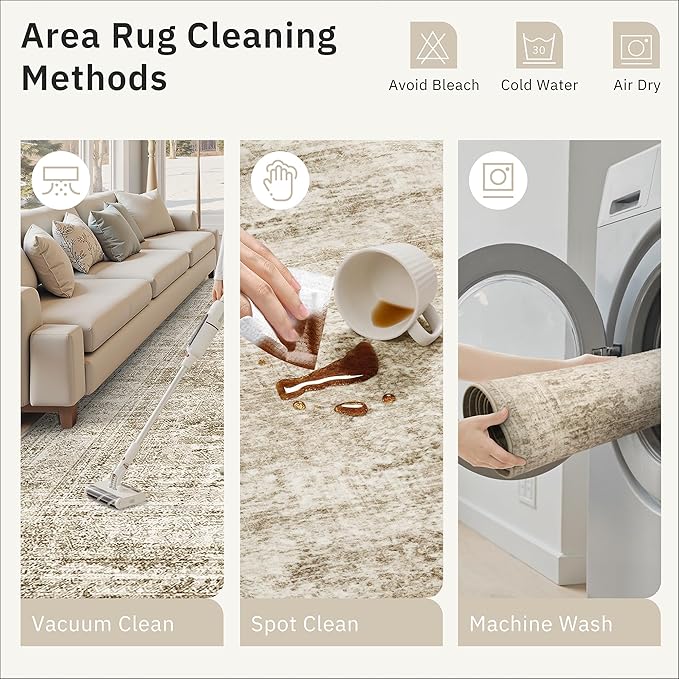 Soalmost Runner Rug 2'x10' Washable Non-Slip Runner Rugs for Kitchen Bathroom Laundry Room Brown Vintage Floor Carpet Runners for Hallway Entryway