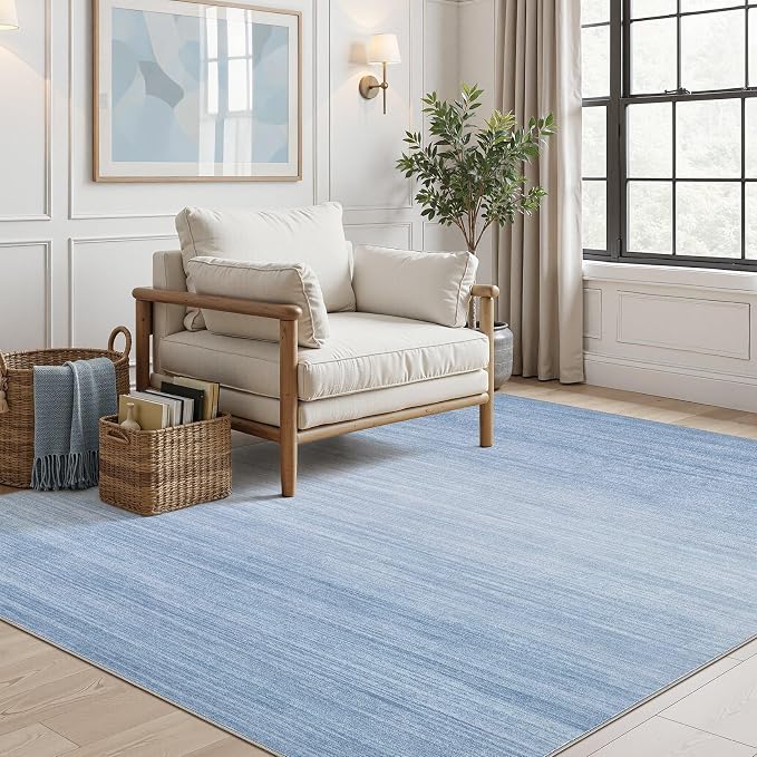 UERMEI 6x9 Washable Area Rug - Neutral Modern Abstract Living Room Rugs, Non-Slip Soft Large Indoor Floor Carpet for Bedroom Home Office & Under Dining Table Decor, Blue