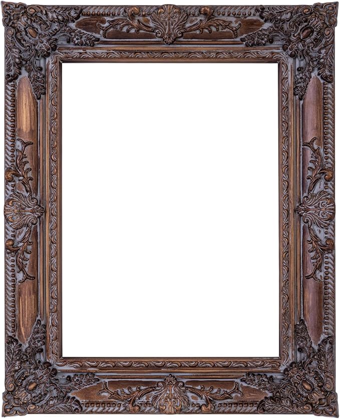 ArtXO Ornate Wooden Brown Gold 12x16 Picture frames, Picture Frame for Photo Frame,Canvas Frames,Art Panels Frame,Paintings,Artwork,Corner Ornaments Gold Frames,12x16 Frame without Acrylic Glass and Backing