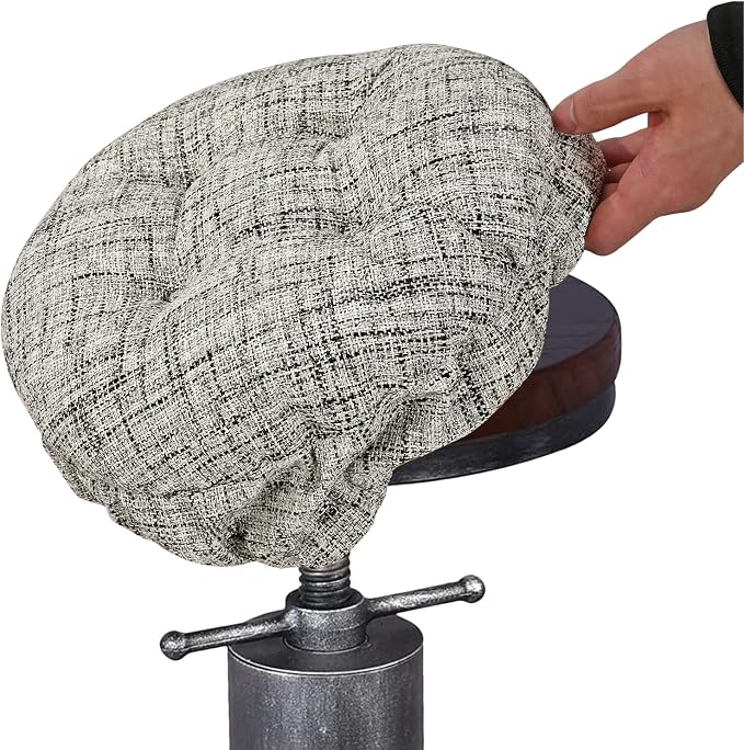 SINOSSO Modern Bar Stool Cushion Dia.12, Fashion Interweaving Design Anti-Skid Silicone Round Stool Seat Cushion Cover Padded (White, S,1)