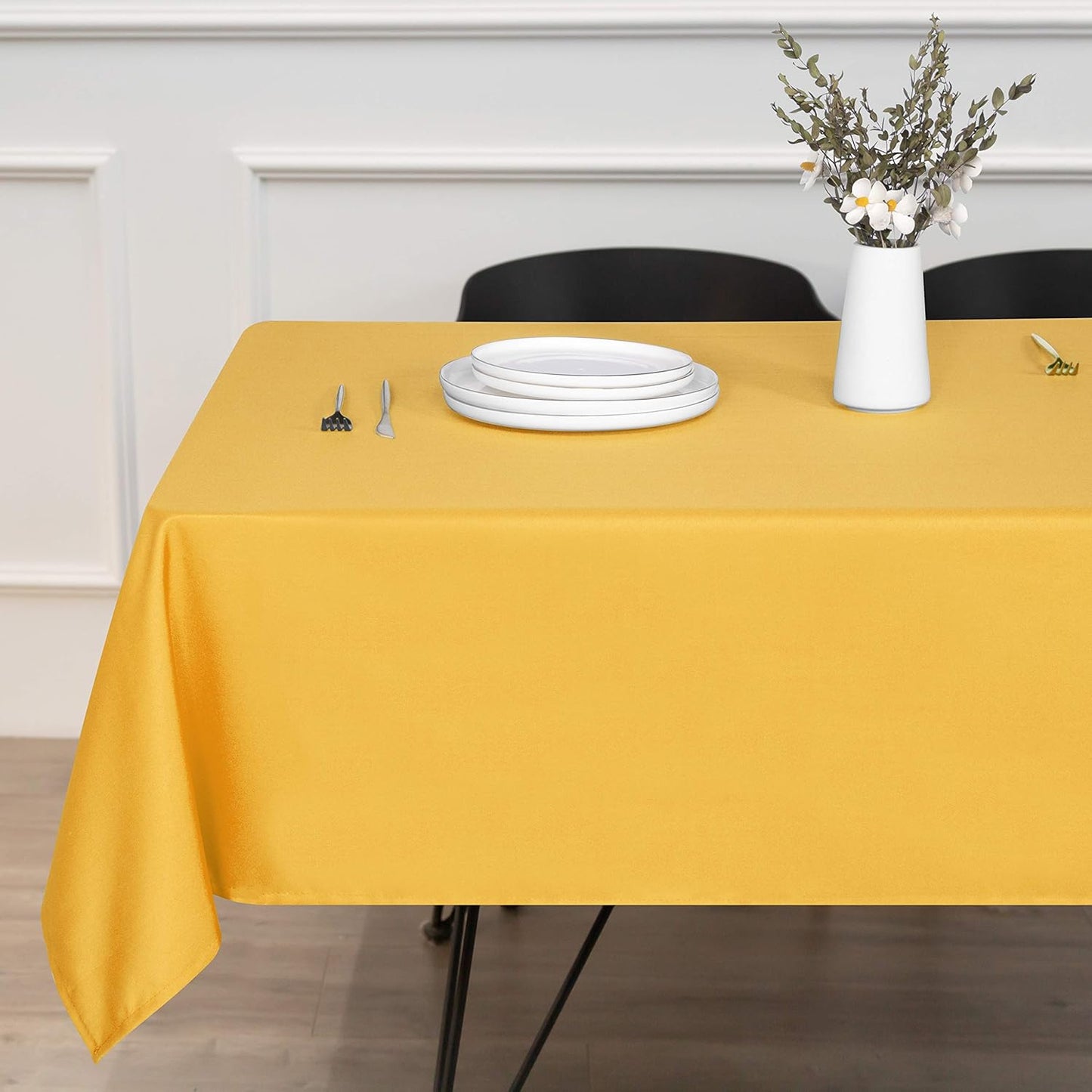 sancua Square Tablecloth - 54 x 54 Inch - Stain and Wrinkle Resistant Washable Polyester Table Cloth, Decorative Fabric Table Cover for Dining Tables, Buffet Parties and Camping, Yellow