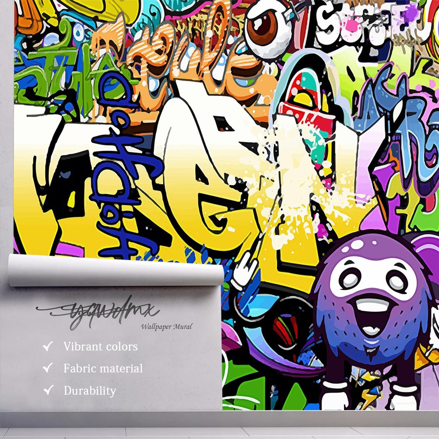 -Nursery Color Graffiti Abstract Letters Bedroom Wallpaper XT16 L 180" x 115"