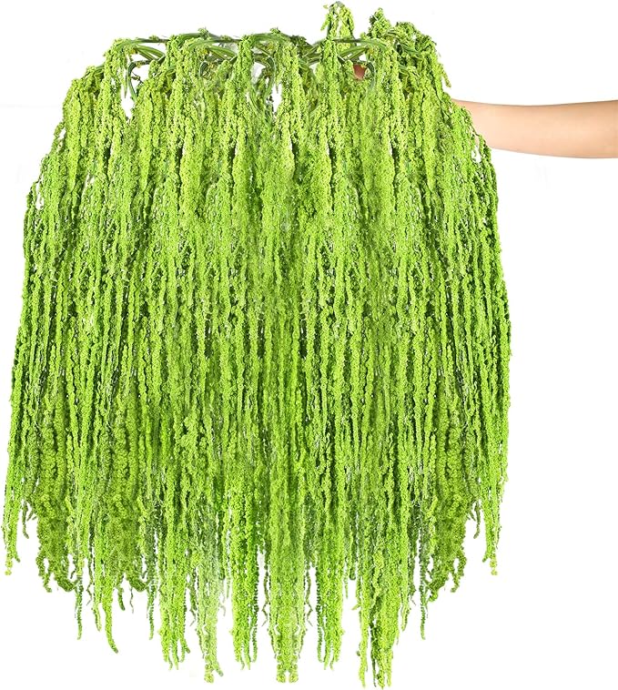 Suncalla 24 Pcs Green Spring Natural Dried Amaranthus Hanging Flowers Amaranthus Artificial Flowers for Wedding Arch Bouquet Floral Garland Wall Home Decoration (23 Inch)