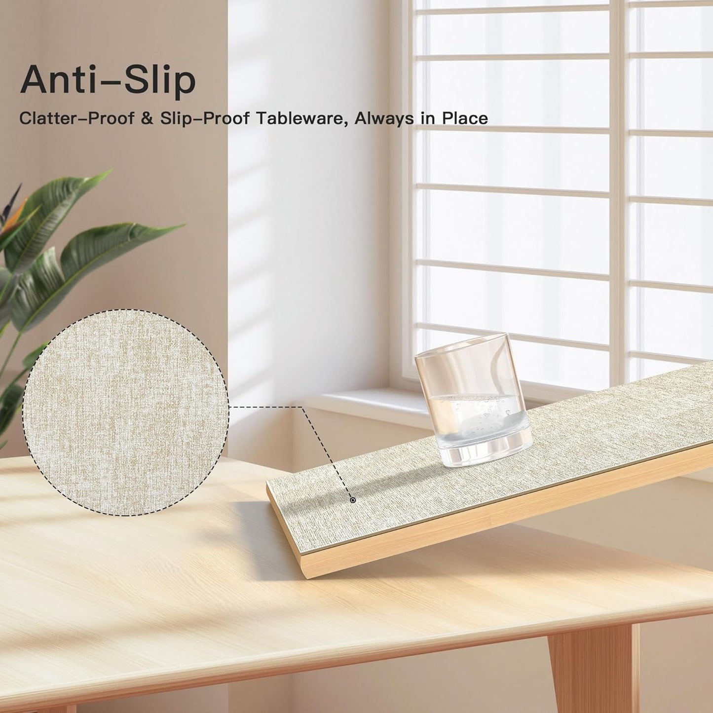 DOLOPL Placemats Set of 12, Reversible Wipeable & Heat Resistant Place Mats, Modern Faux Leather Table Mats for Kitchen, Neutral Waterproof Tablemats for Dining Table Decor, Wedding, Party(Beige)