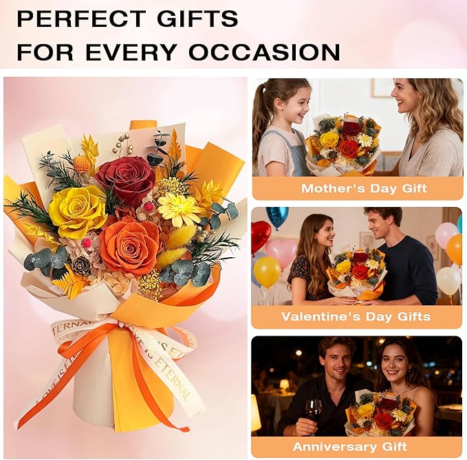 Vrioca Flowers for Delivery, Preserved Flowers Bouquets, Birthday Gifts for Women Mom