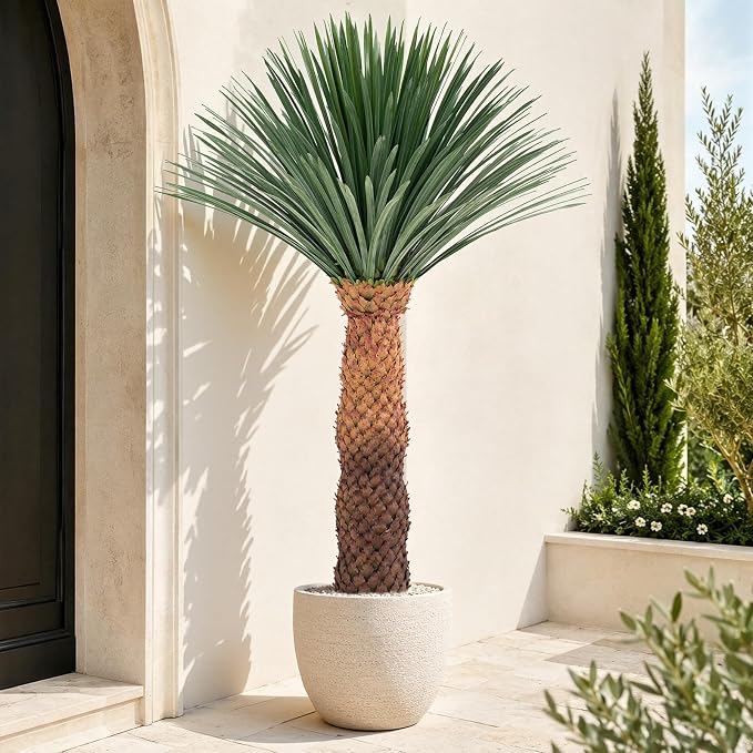 6FT Artificial Agave Plant in Black Pot Tall Faux Agave Floor Plant with Removable White Coating, Fake Yucca Look Plant for Indoor Outdoor Front Porch Patio Home Office Hotel Desert Style Decor