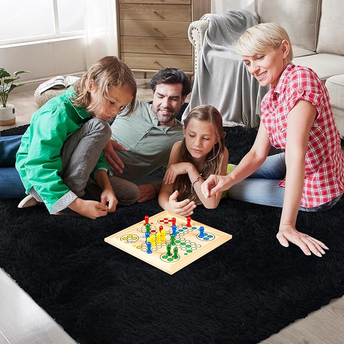 Shag Area Rugs for Bedroom Living Room,6X9 Ultra Soft Fluffy Area Rugs for Dorm, Indoor Carpet Nursery Rugs for Kids Girls Room Home Decor, Black