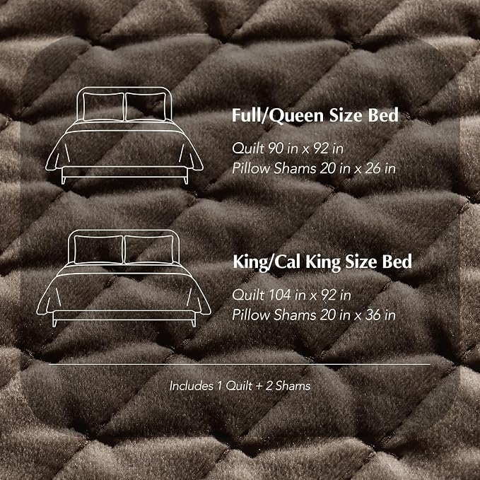 EverGrace Luxury Velvet Quilt Set King Size 3 Piece, Soft Cross-Stitch Velvet Comforter Set with Pillow Shams, Lightweight Coverlet Bedspread Bedding Set for All Seasons, Mushroom Brown