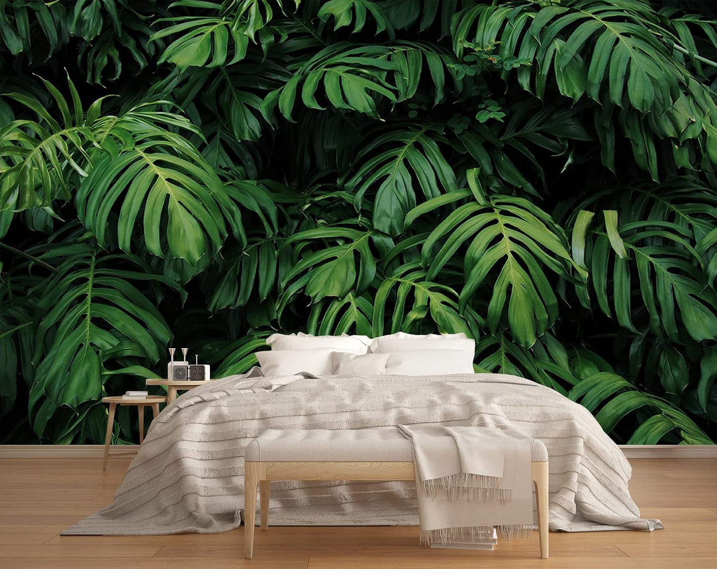 Tropical Monstera Wallpaper Banana Leaf Wall Mural Wallpaper for Living Room Bedroom TV Background Wall Covering(Not Peel n' Stick)