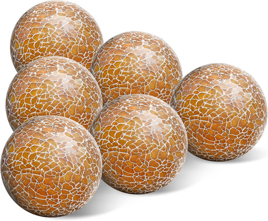 6 PCS 2.5inch Glass Decoration Gradients Solid Round Orbs Set Mosaic Sphere Balls for Living Room Table Bowls Vases Christmas Wedding Thanksgiving Party Centerpieces
