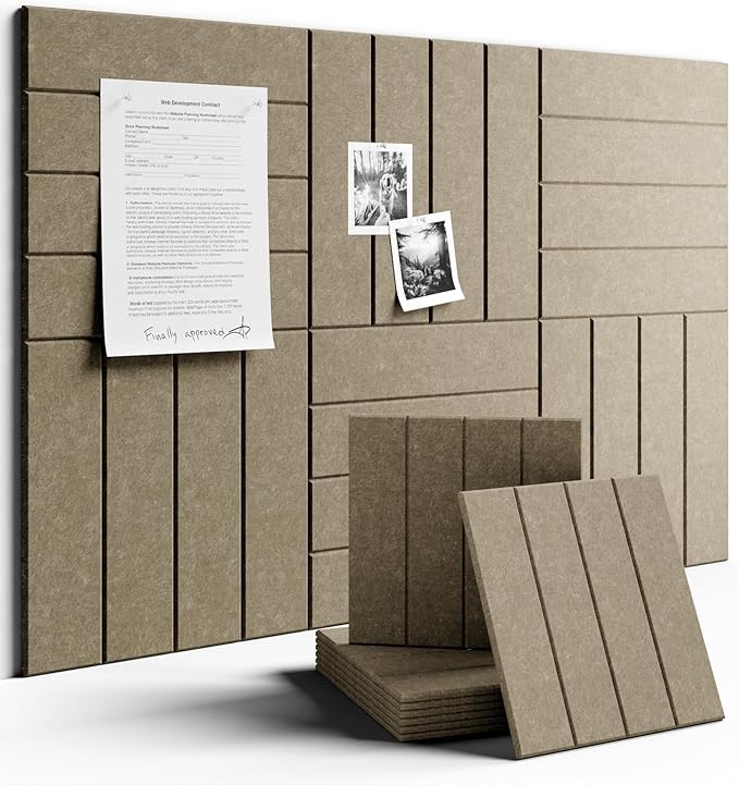 Large Felt Bulletin Board 36"x24" Cork Board Alternative - 6 Pack with 40 Safe Removable Adhesive Tabs, Cork Boards for Walls for Home Office Classroom Pin Board-Earth Brown