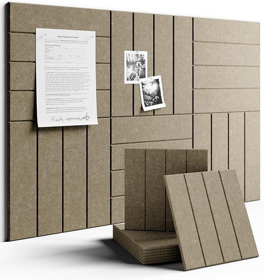 Large Felt Bulletin Board 36"x24" Cork Board Alternative - 6 Pack with 40 Safe Removable Adhesive Tabs, Cork Boards for Walls for Home Office Classroom Pin Board-Earth Brown