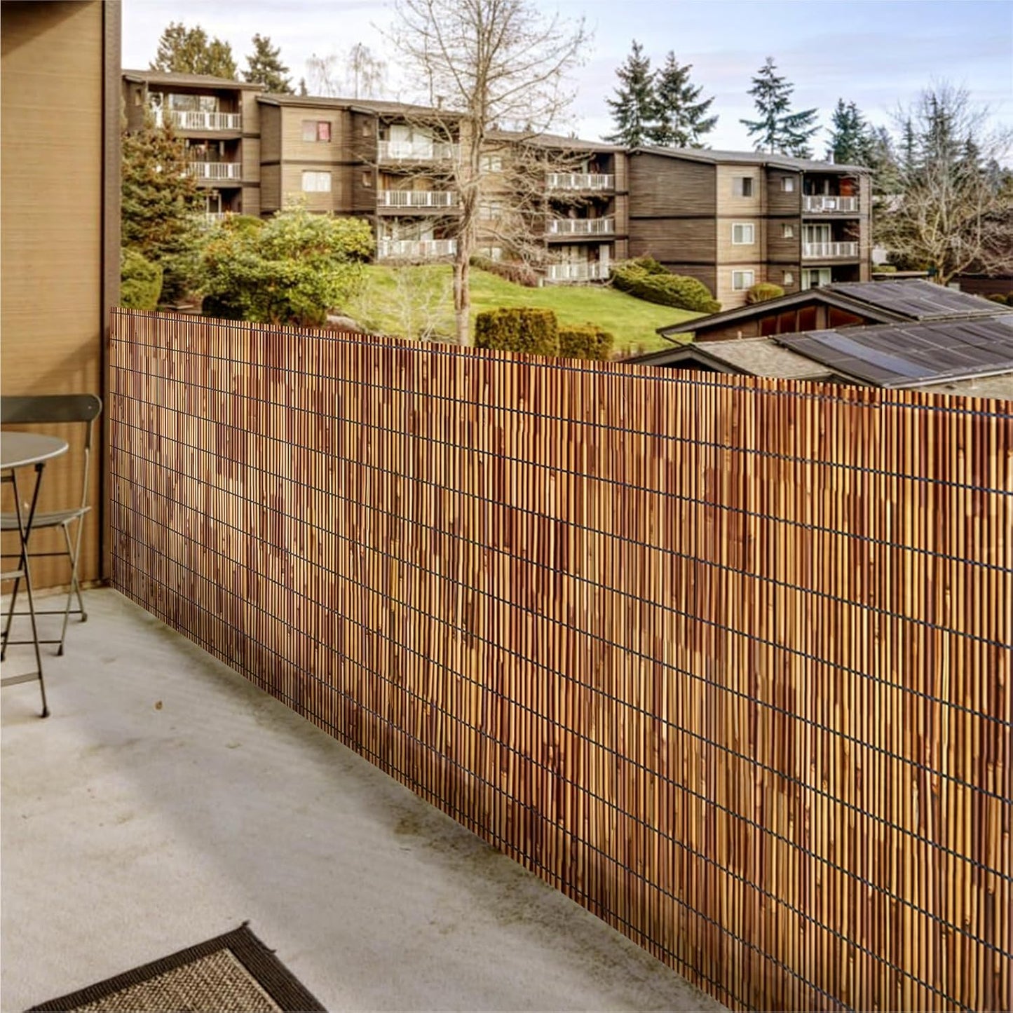 Natural Reed Fencing Rolls,4.6FT X 16.4FT Reed Screen Curtain Fence Covering Privacy Bamboo for Outdoor Backyard Patio（Brown）