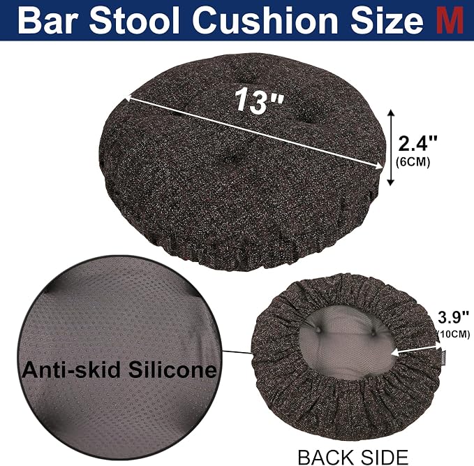 SINOSSO Modern Bar Stool Cushion Dia.13, Fashion Interweaving Design Anti-Skid Silicone Round Stool Seat Cushion Cover Padded (Dark Brown, M,1)