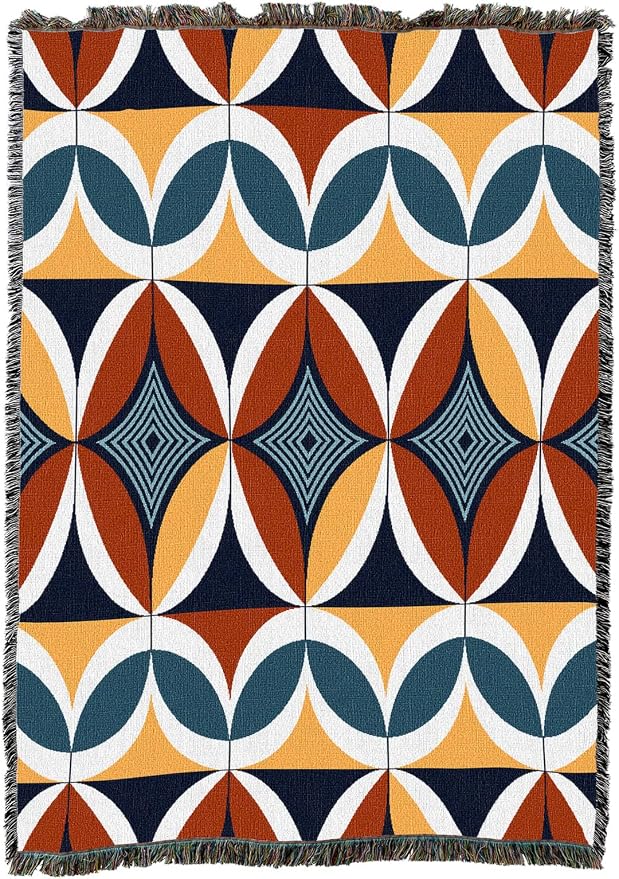 Pure Country Weavers Retro Modern Shapes Blanket - Mid Century Modern - Gift Tapestry Throw Woven from Cotton - Made in The USA (50X60)