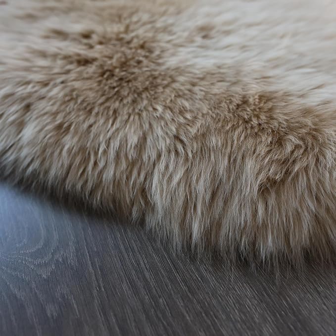 Sheepskin Rug, Fluffy Shaggy Area Rug, Super Soft 24‘ x 72’ Sheepskin Hair Rug, Plush Rug, Decorative Rugs for Bedroom, Children's Room, Living Room (Khaki Camel, 24" x 72")