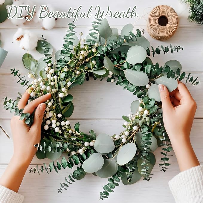 Knitgrip 180 Pcs Large Dried Eucalyptus Stems 17inch Natural Real Fresh Eucalyptus Branches for Shower Hanging Fresh Plant Greenery Leaves for Wedding Bathroom Vase Filler DIY Garland Decor